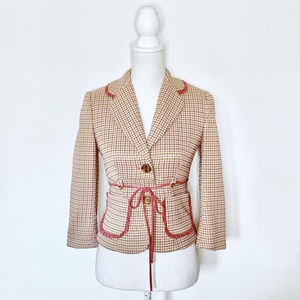 Anthropologie by Phoebe 2 pink hounds tooth jacket
